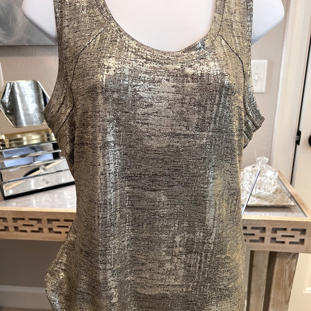 NYGARD Metallic Gold Sleeveless Top, Size Medium FREE SHIP